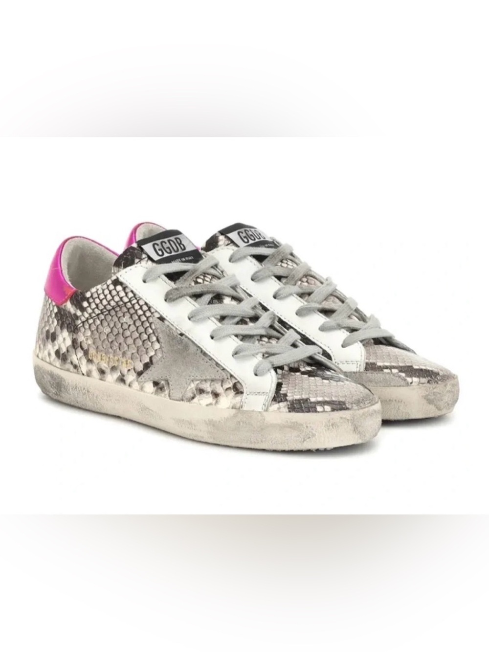 Golden Goose Low-Top Sneakers in Snakeskin, White & Pink size 7 - Picture 3 of 7